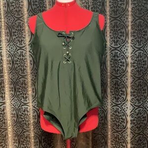 Green Lace-Up Women's swimsuit